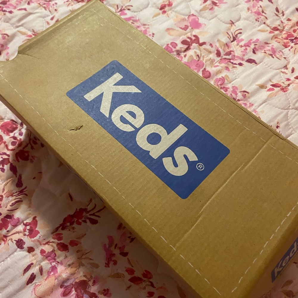 Keds Tan Shoe Box with Blue Logo